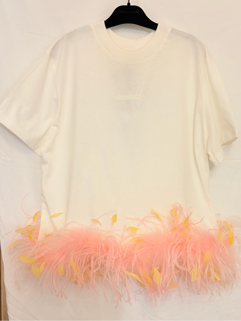 DES_PHEMMES White Tee with Pink Floral Patch